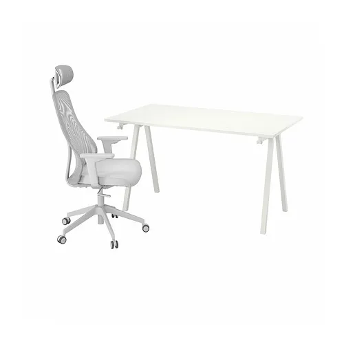 TROTTEN/MATCHSPEL - 書桌及椅子, 白色/淺灰色 | IKEA 線上購物 - PE922054_S4