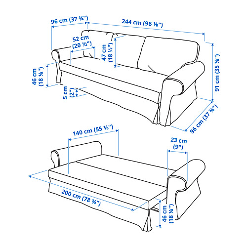 VRETSTORP - 三人座沙發床, Hallarp 米色 | IKEA 線上購物 - PE798069_S4