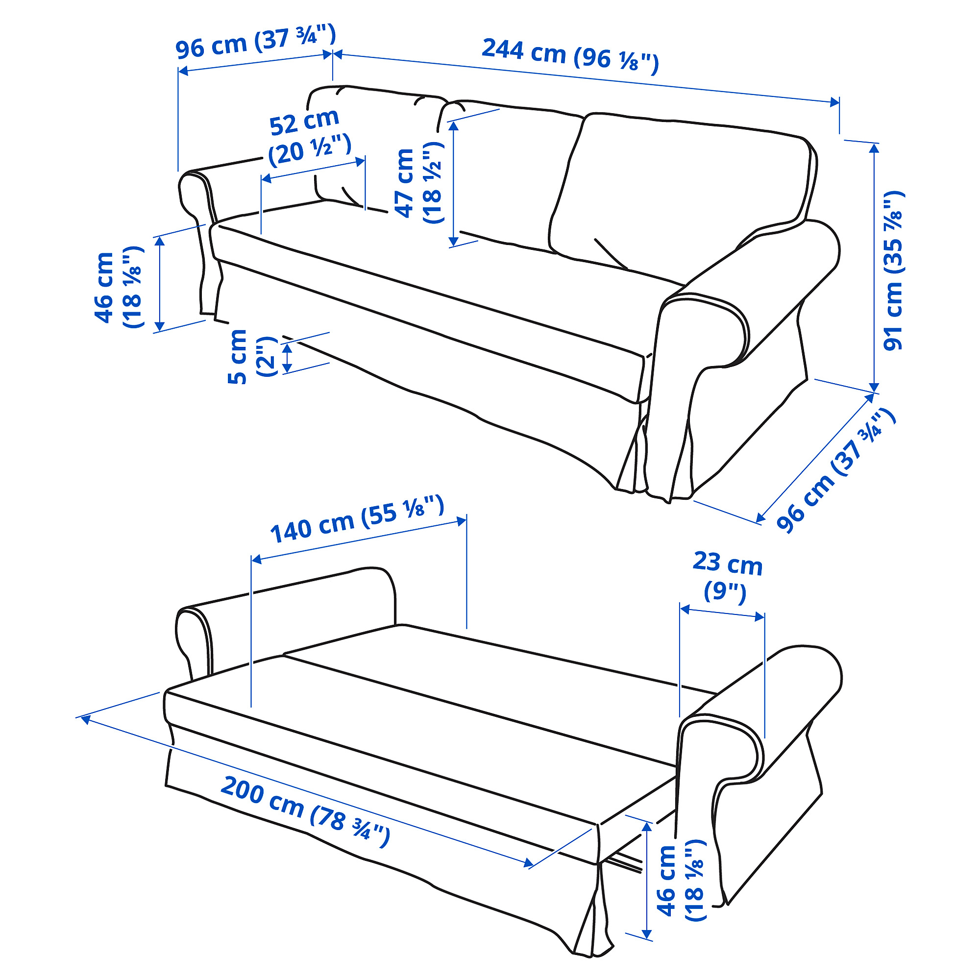 VRETSTORP 3-seat sofa-bed