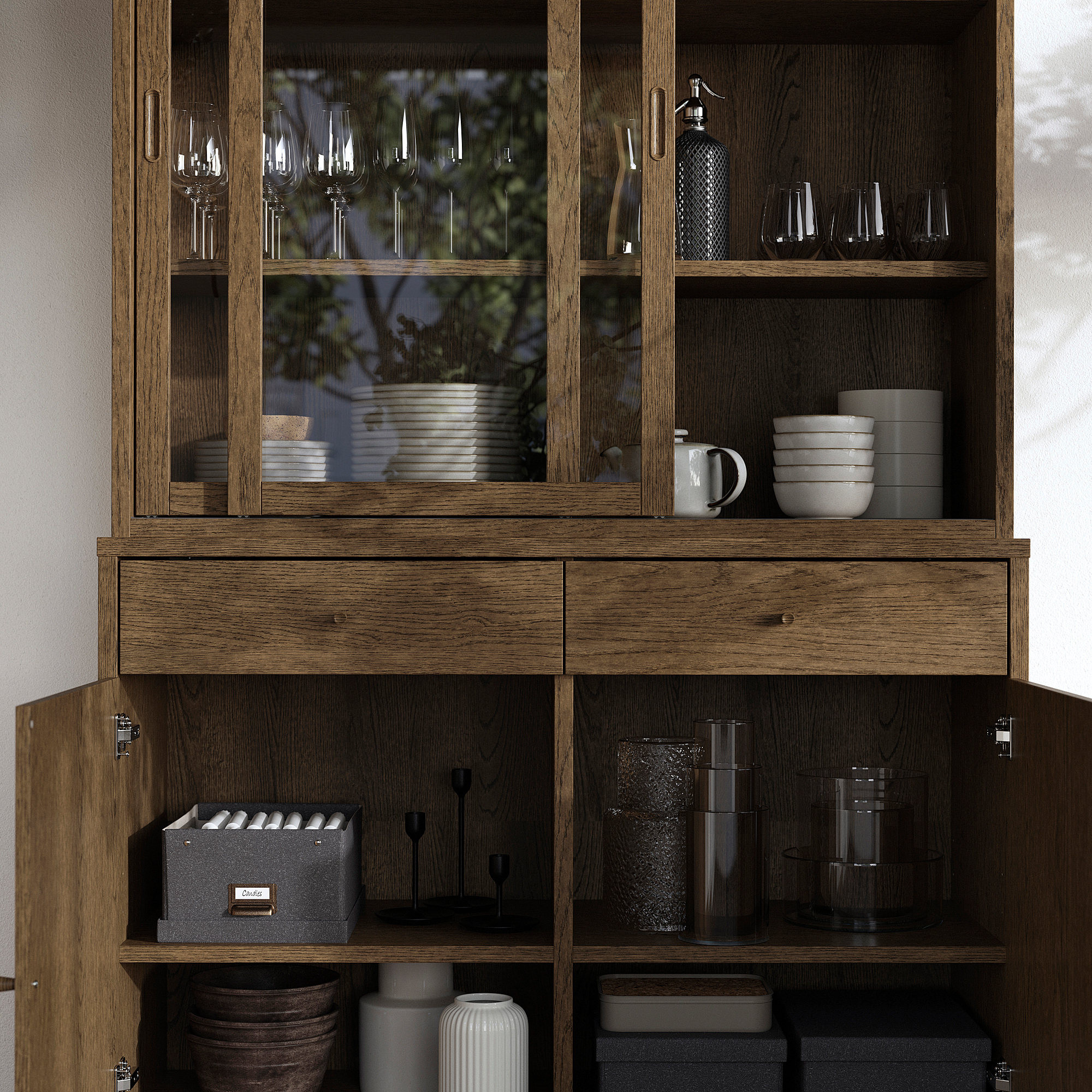 TONSTAD storage comb w sliding glass doors