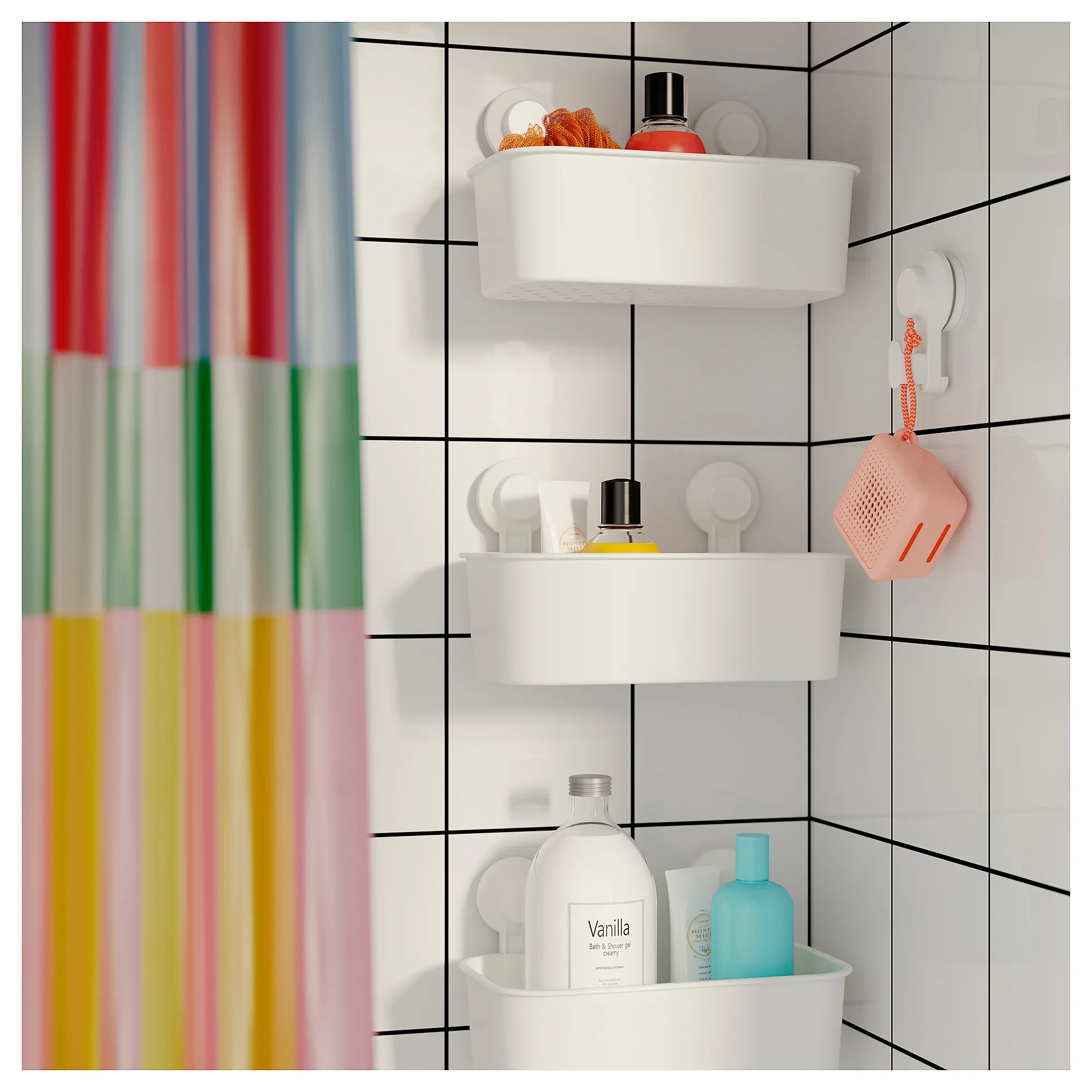 TISKEN basket with suction cup