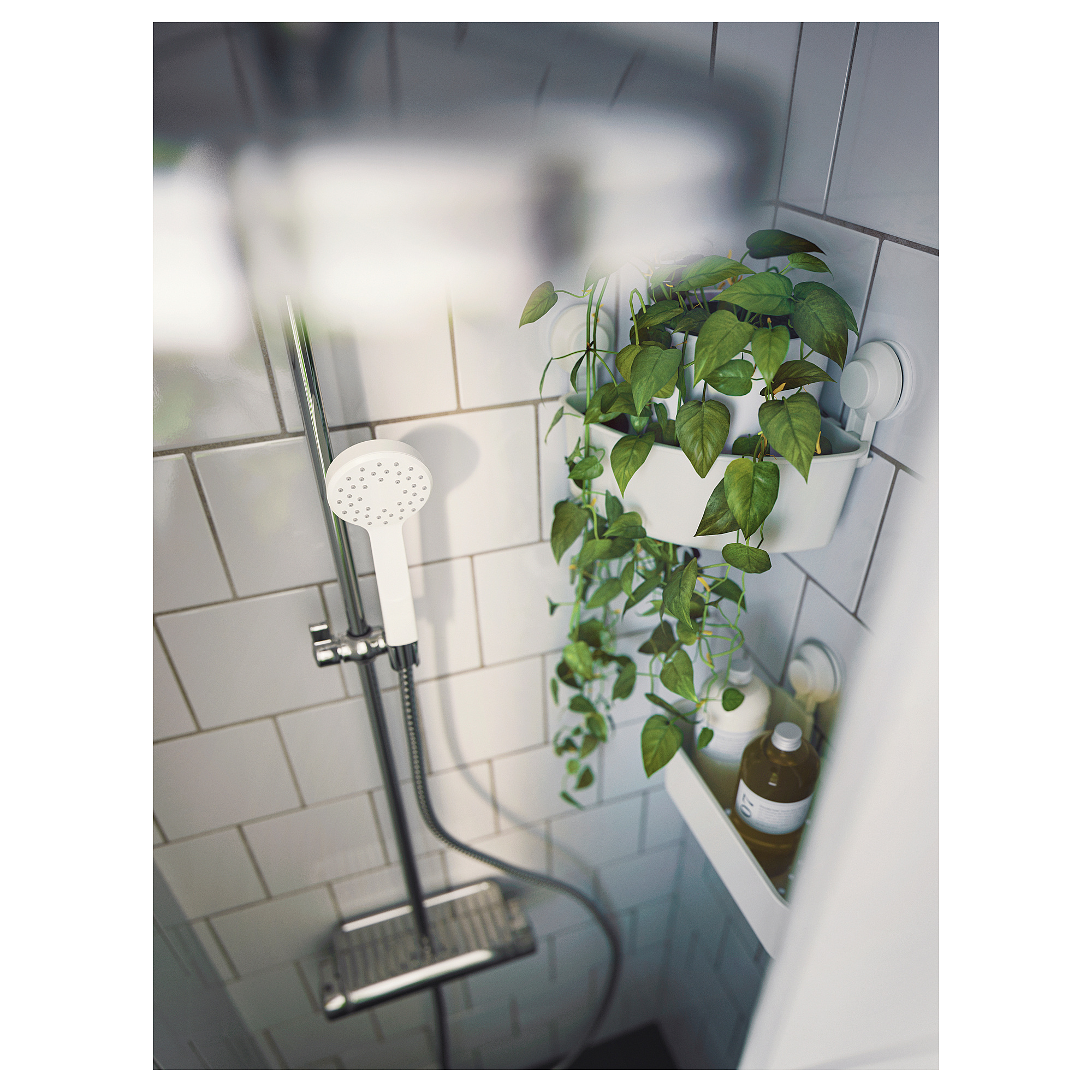 TISKEN corner shelf unit with suction cup