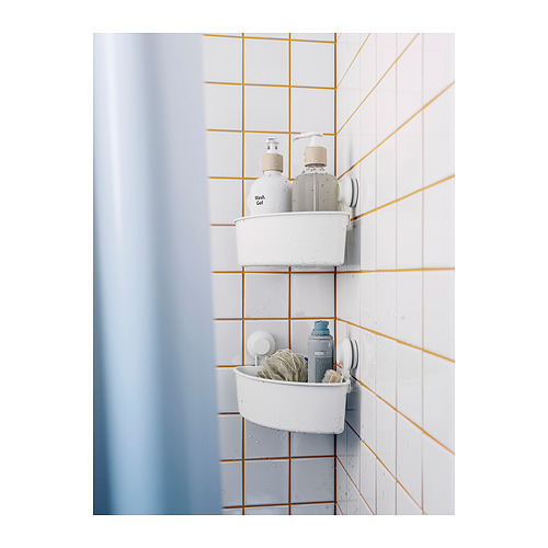 TISKEN corner shelf unit with suction cup