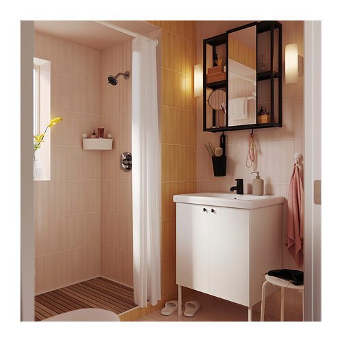 TISKEN corner shelf unit with suction cup