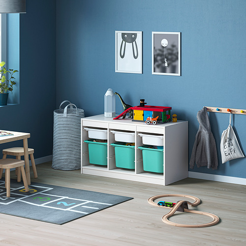 TROFAST - storage combination with boxes, white/turquoise | IKEA Taiwan Online - PE843095_S4