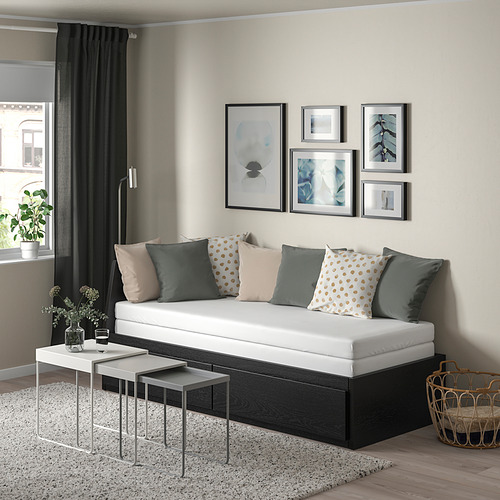 FLEKKE - day-bed w 2 drawers/2 mattresses, black-brown/Åsvang firm | IKEA Taiwan Online - PE843192_S4