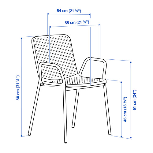 TORPARÖ chair with armrests, in/outdoor