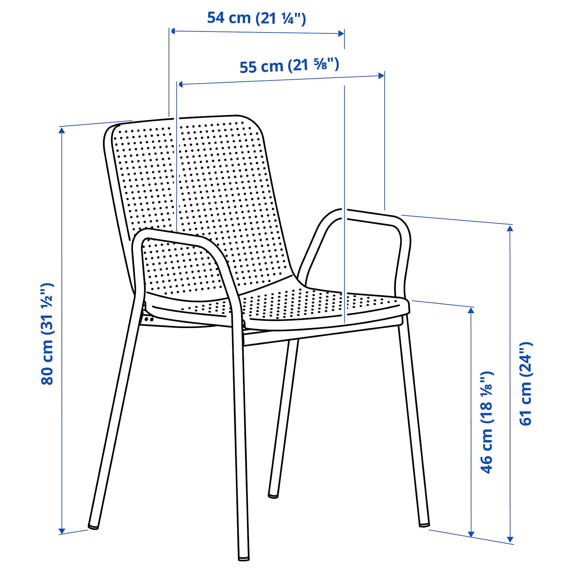 TORPARÖ chair with armrests, in/outdoor