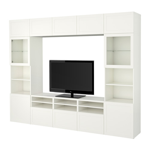BESTÅ - TV storage combination/glass doors, white/Hanviken white clear glass | IKEA Taiwan Online - PE535301_S4