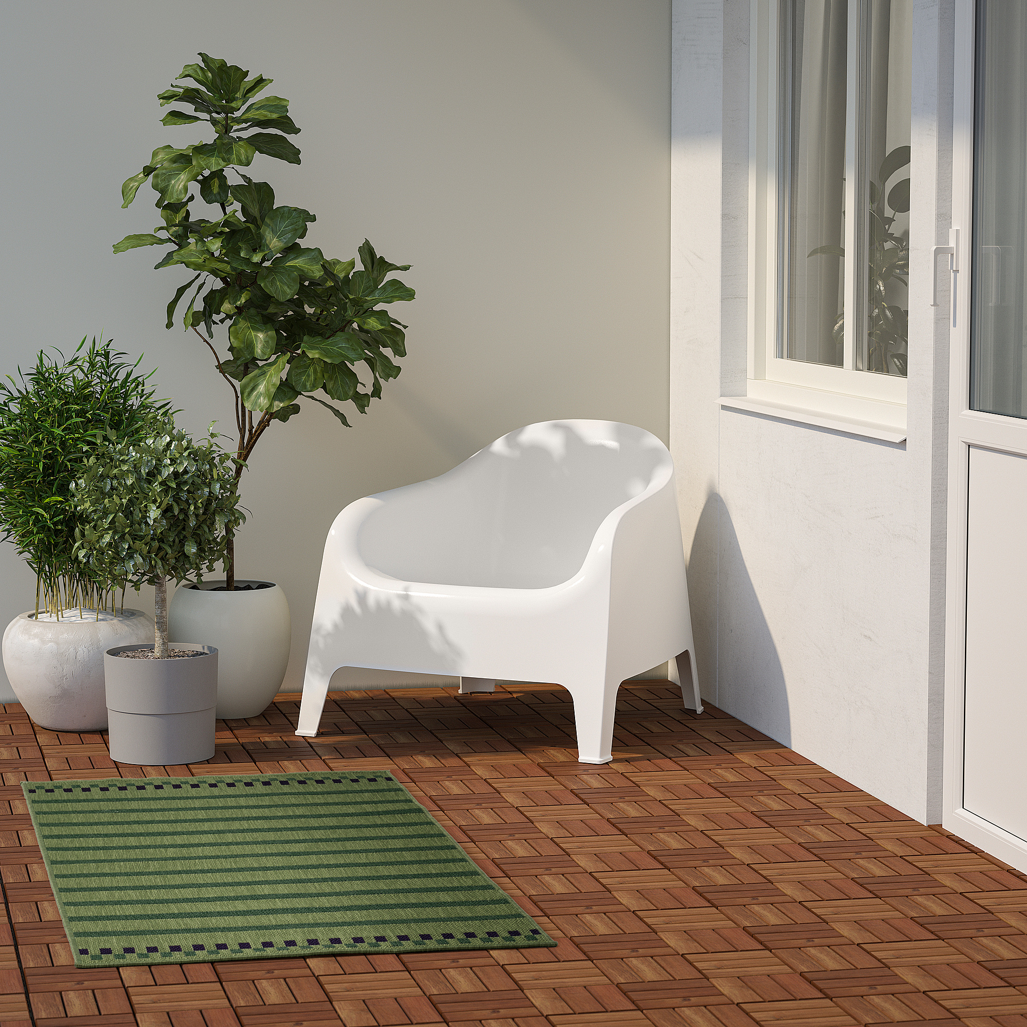 KORSNING - rug flatwoven, in/outdoor, green purple/striped