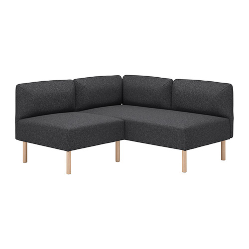 LILLEHEM - 雙人座轉角沙發, Gunnared 深灰色/木質 | IKEA 線上購物 - PE922509_S4