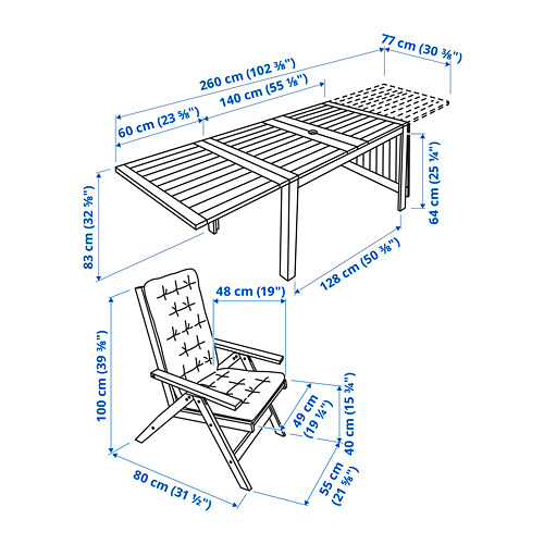 ÄPPLARÖ - table+4 reclining chairs, outdoor, brown stained/Kuddarna grey | IKEA Taiwan Online - PE798406_S4