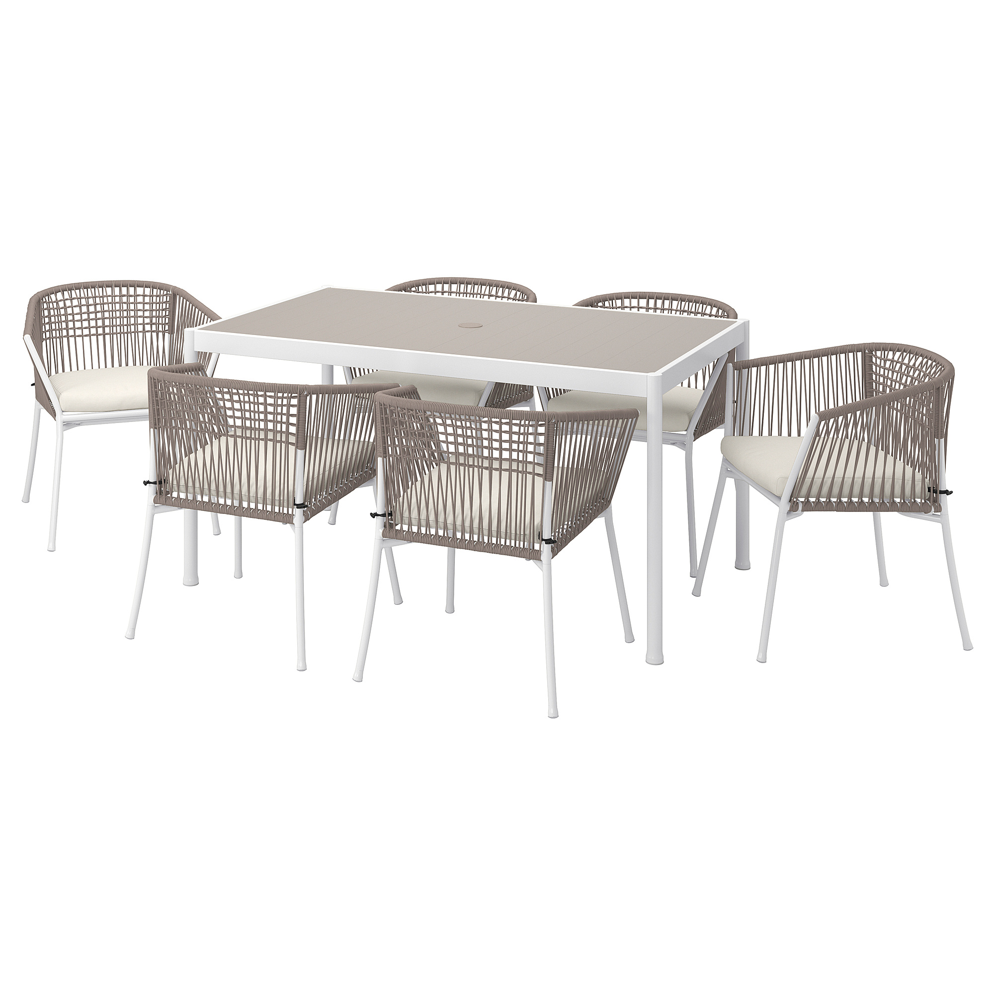 SEGERÖN table+6 chairs w armrests, outdoor
