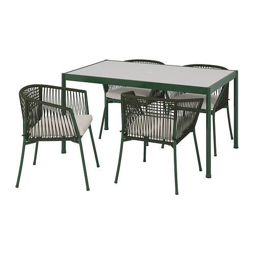 SEGERÖN table and 4 chairs with armrests