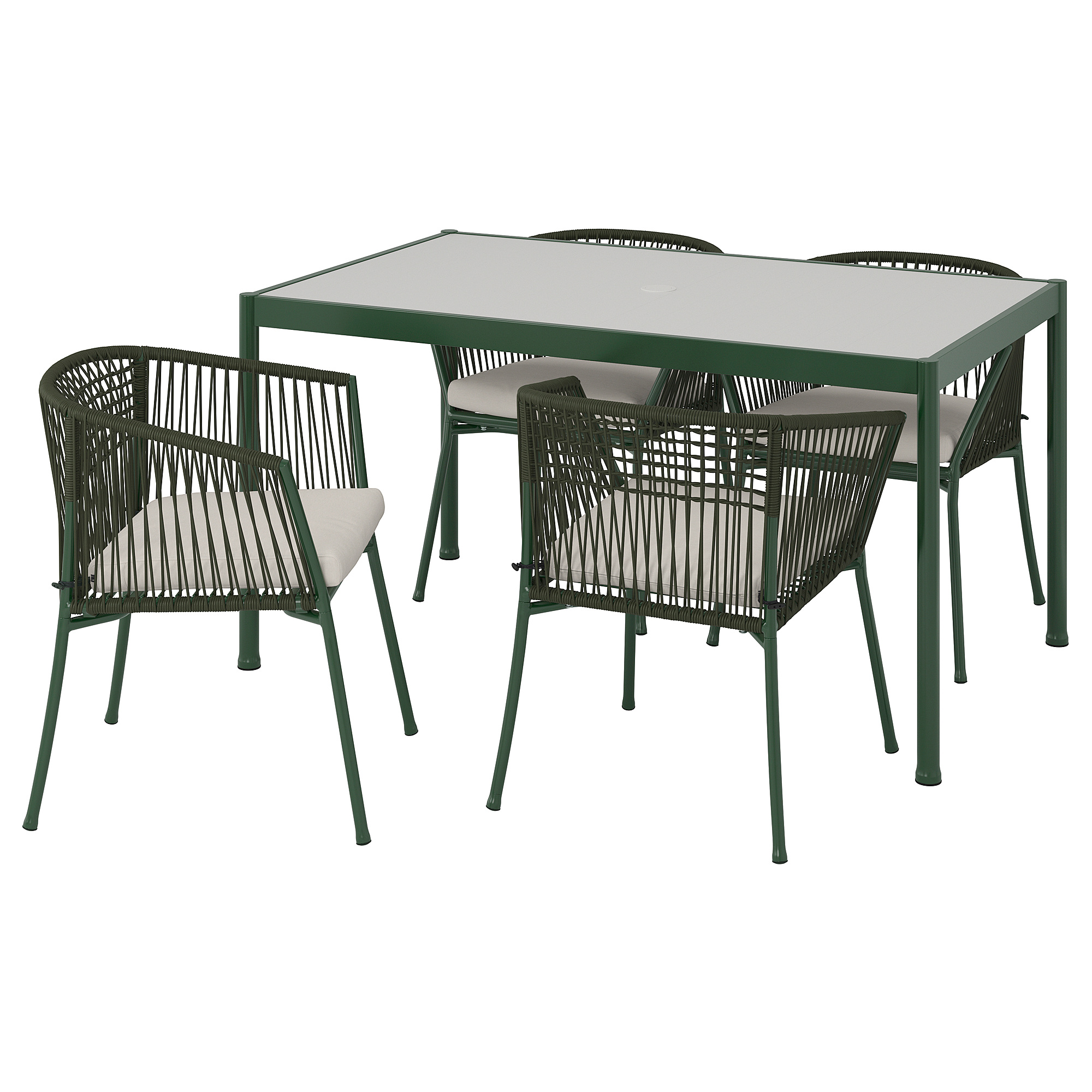 SEGERÖN table and 4 chairs with armrests
