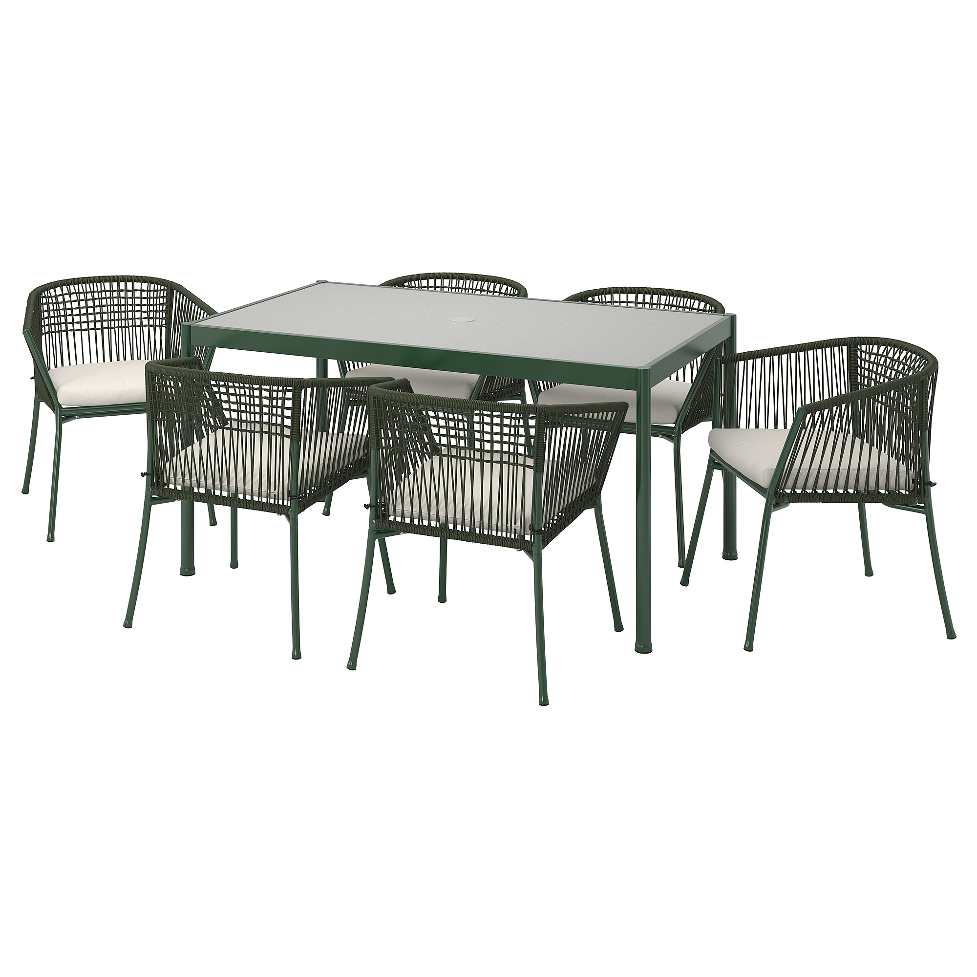 SEGERÖN table+6 chairs w armrests, outdoor