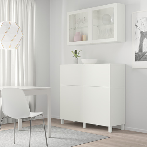 BESTÅ - storage combination w doors/drawers, white/Lappviken/Stubbarp white clear glass | IKEA Taiwan Online - PE744476_S4