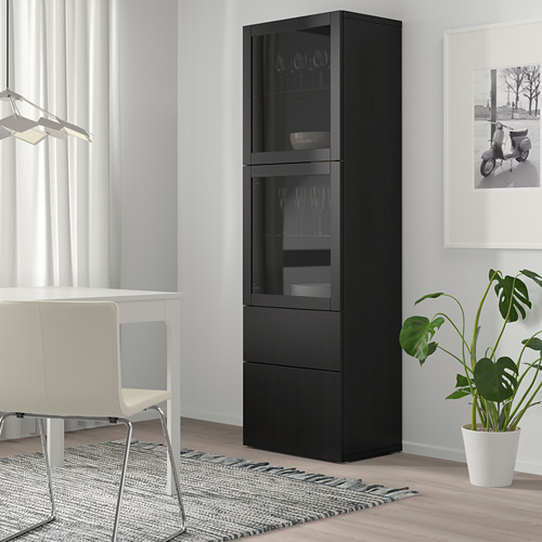 BESTÅ - storage combination w glass doors, black-brown/Lappviken black-brown clear glass | IKEA Taiwan Online - PE744484_S4