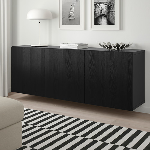 BESTÅ - wall-mounted cabinet combination, black-brown/Timmerviken black | IKEA Taiwan Online - PE744502_S4