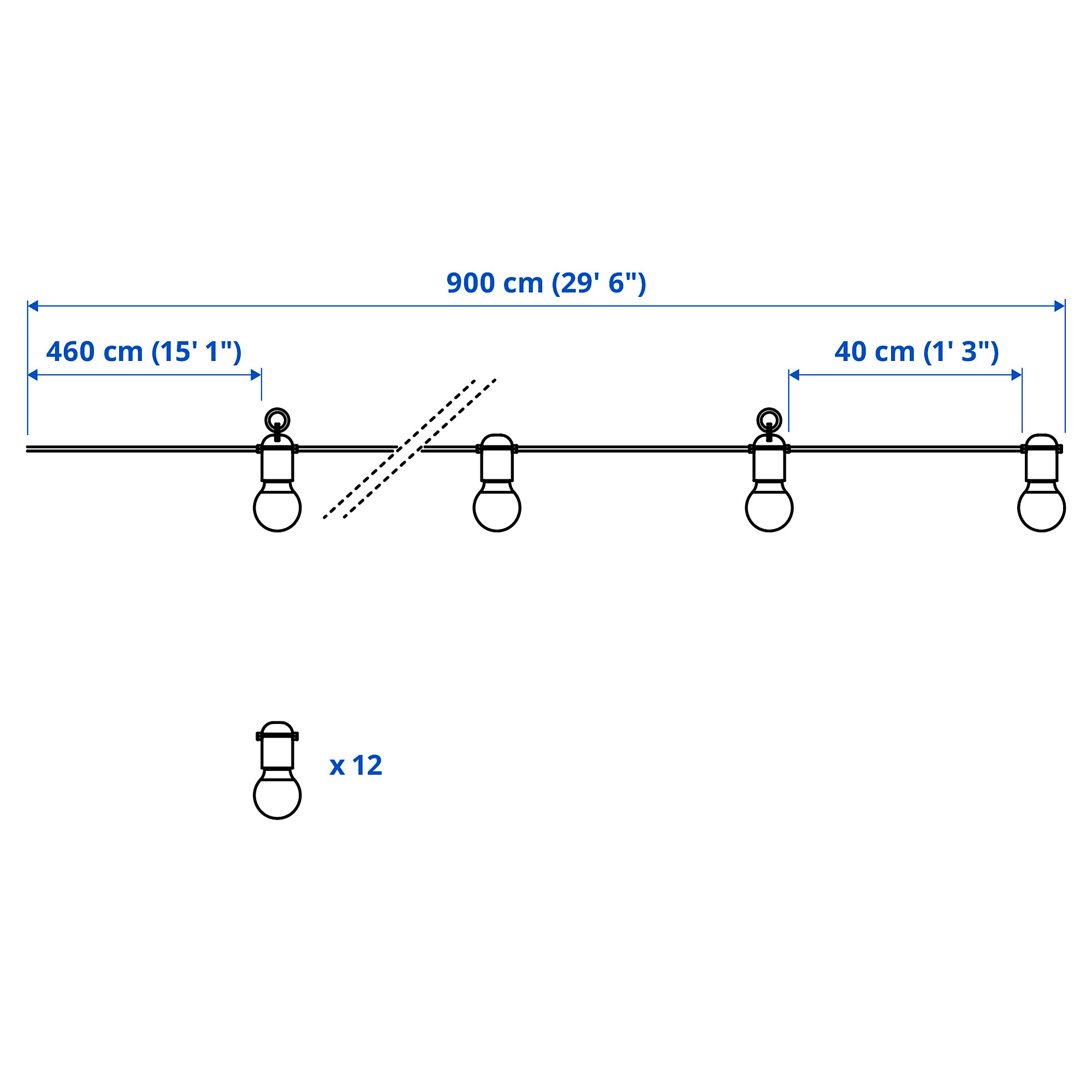 SVARTRÅ LED裝飾燈串/12個燈泡