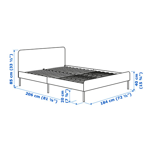 SLATTUM - 雙人加大軟墊式床框, 淺灰色, 含床底板條 | IKEA 線上購物 - PE744568_S4