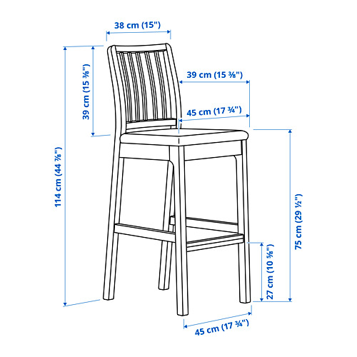 EKEDALEN - 吧台椅附靠背, 深棕色/Orrsta 淺灰色 | IKEA 線上購物 - PE798629_S4