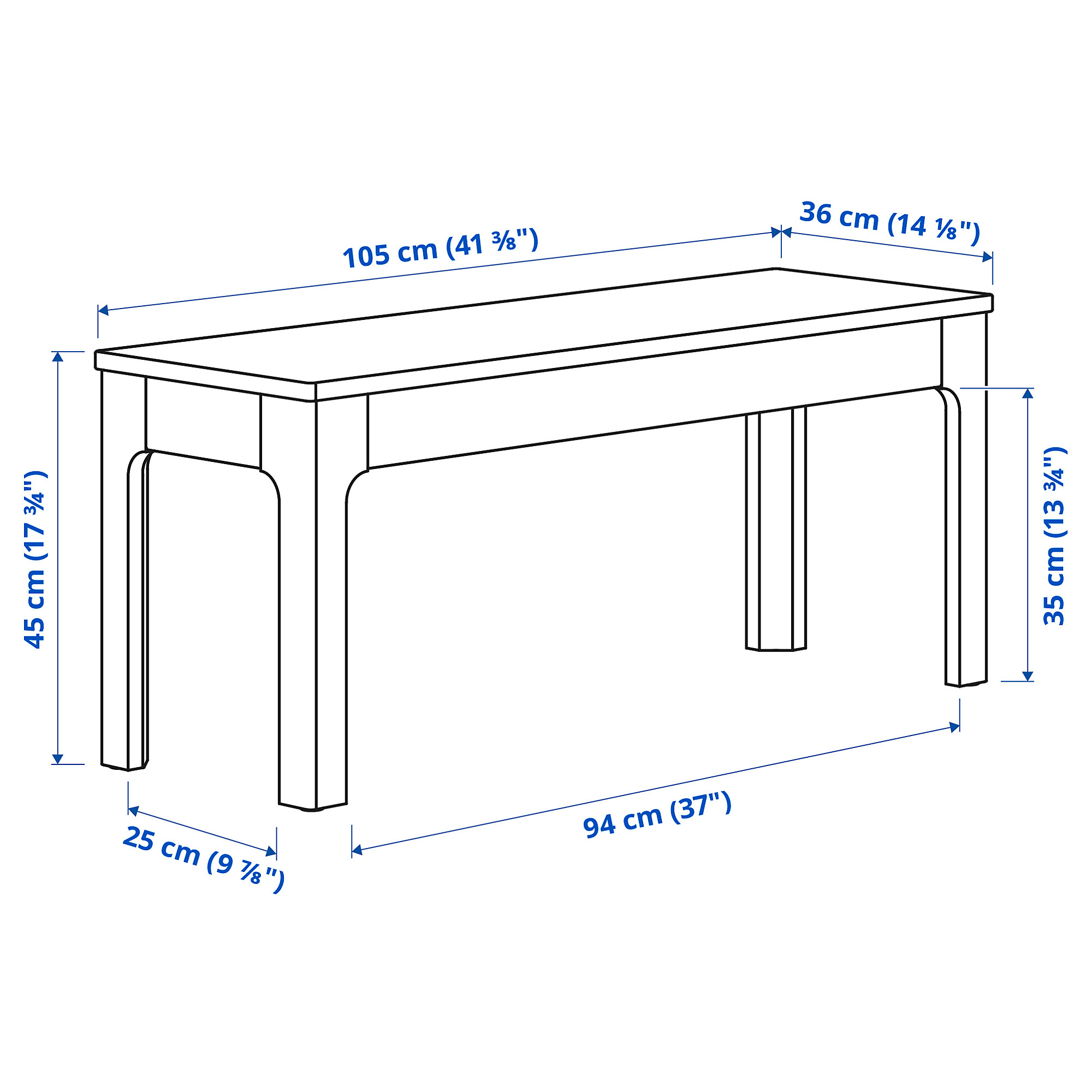 EKEDALEN/EKEDALEN table with 2 chairs and bench