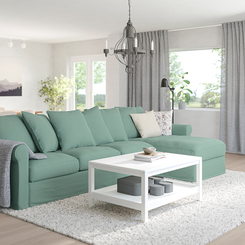 GRÖNLID - 4-seat sofa with chaise longue, Ljungen light green | IKEA Taiwan Online - PE744749_S4