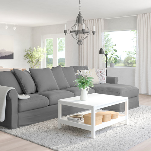 GRÖNLID - 4-seat sofa with chaise longue, Ljungen medium grey | IKEA Taiwan Online - PE744750_S4