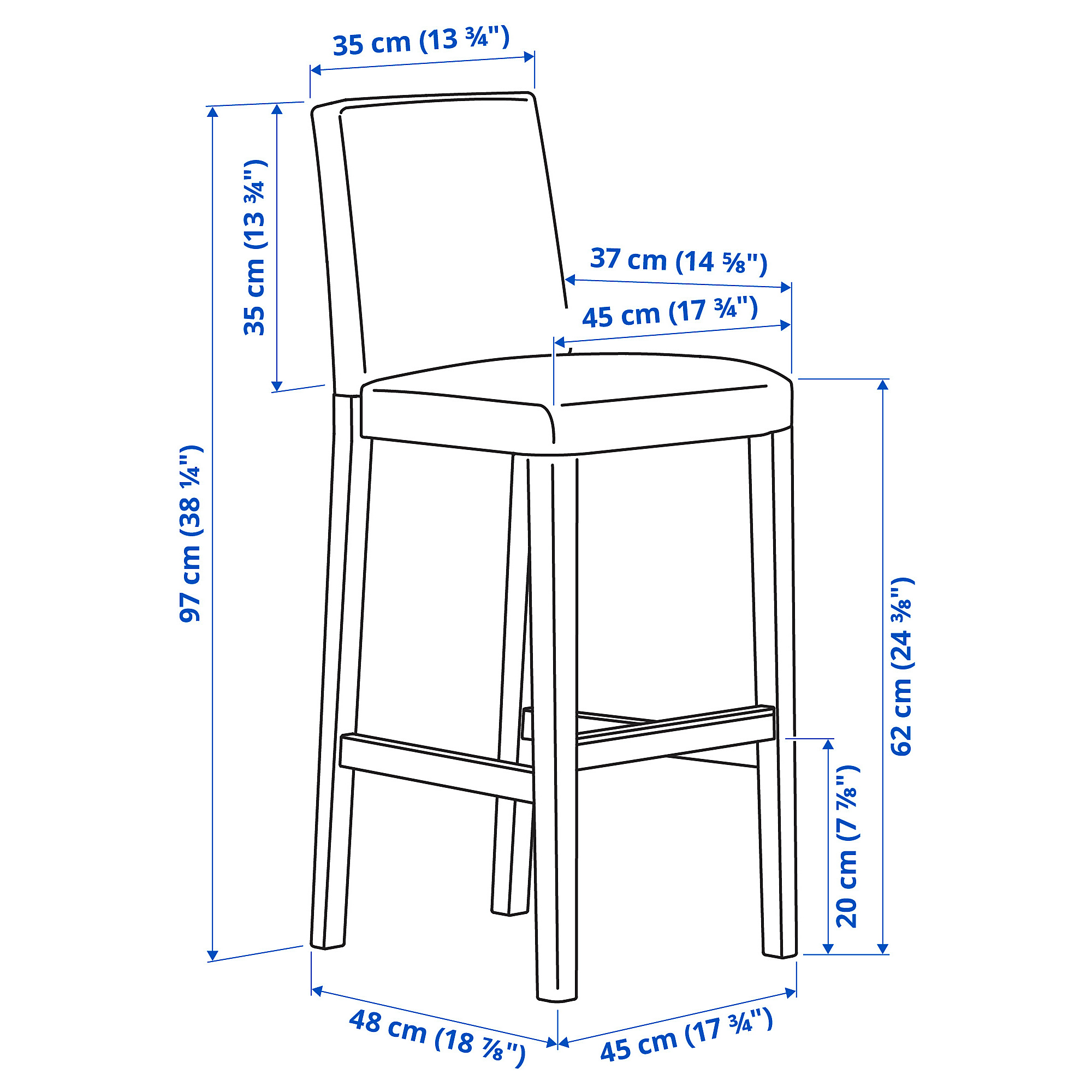 BERGMUND bar stool with backrest frame