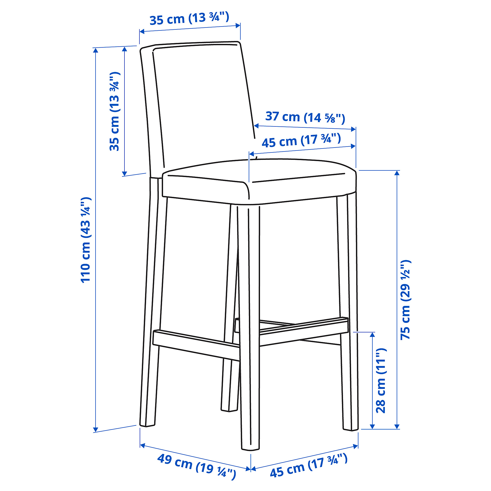 BERGMUND bar stool with backrest frame