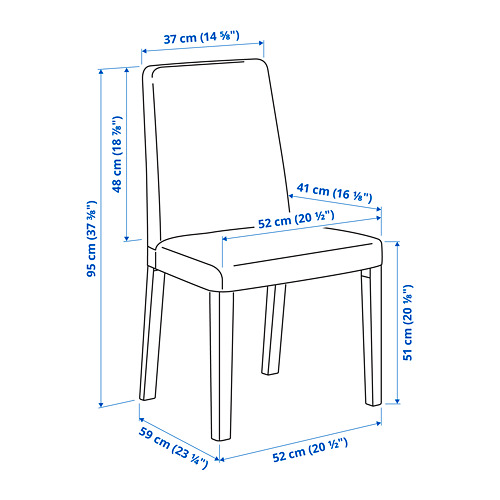 EKEDALEN/BERGMUND table and 4 chairs