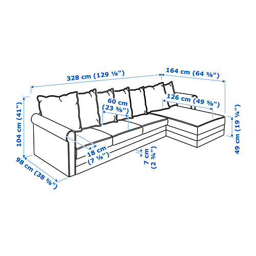 GRÖNLID - 4-seat sofa with chaise longue, Ljungen medium grey | IKEA Taiwan Online - PE744781_S4