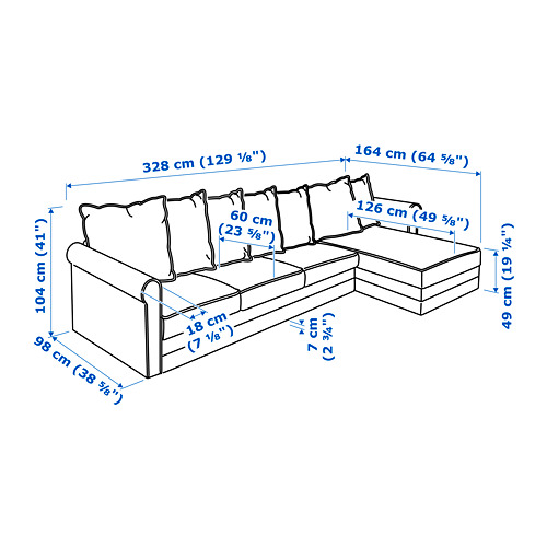 GRÖNLID 4-seat sofa with chaise longue