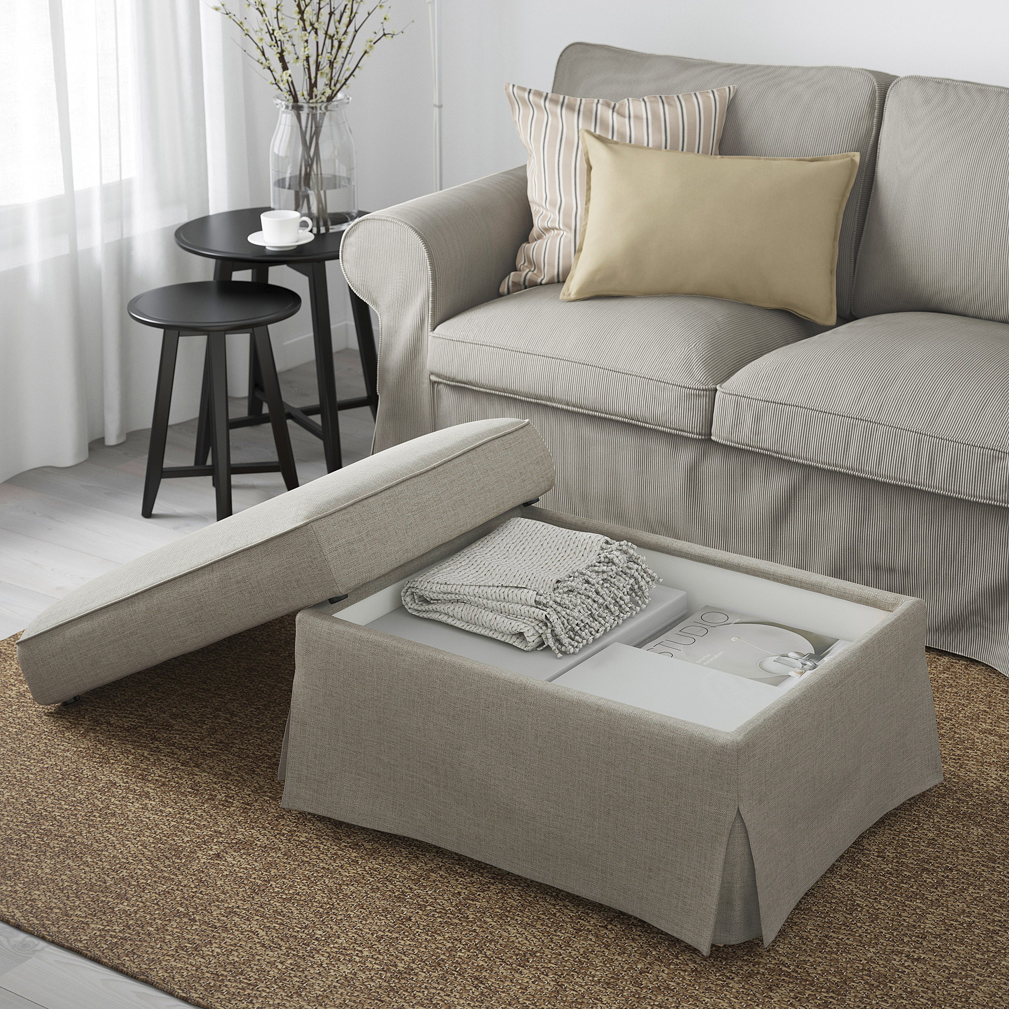 EKTORP footstool with storage