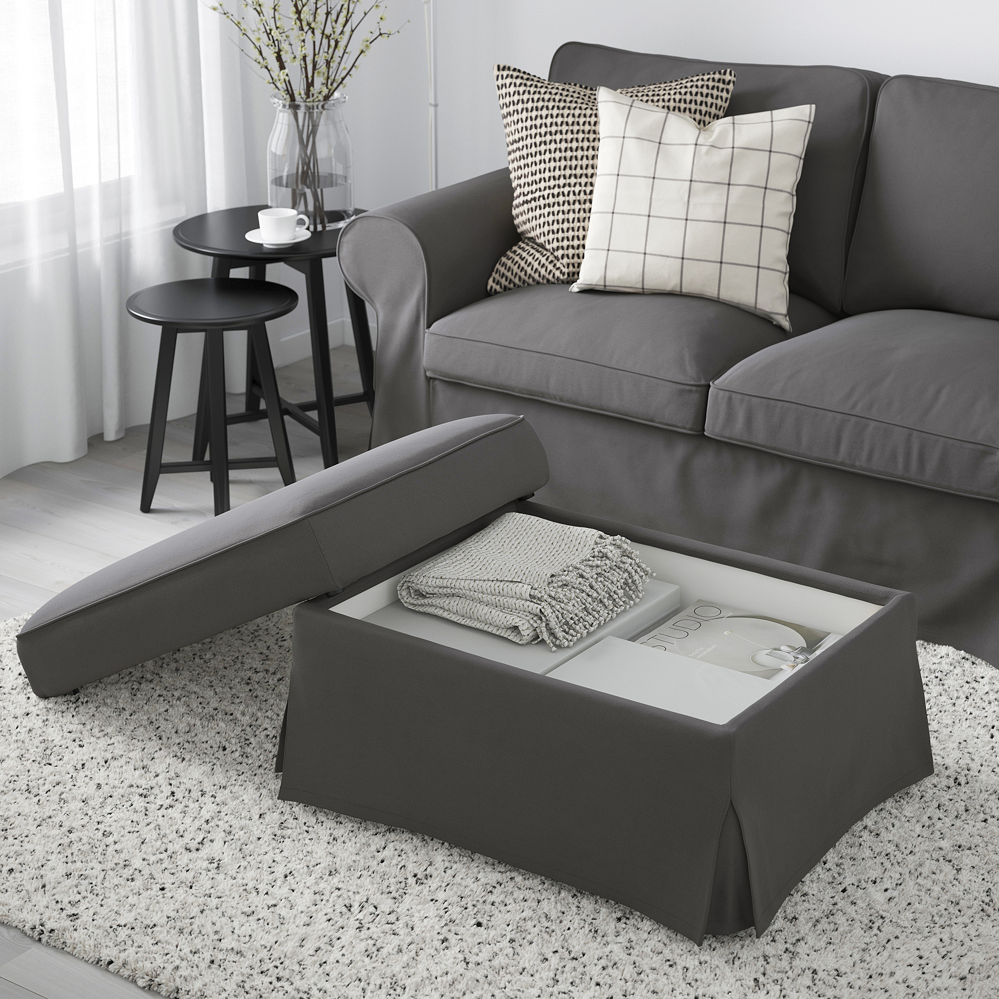 EKTORP footstool with storage