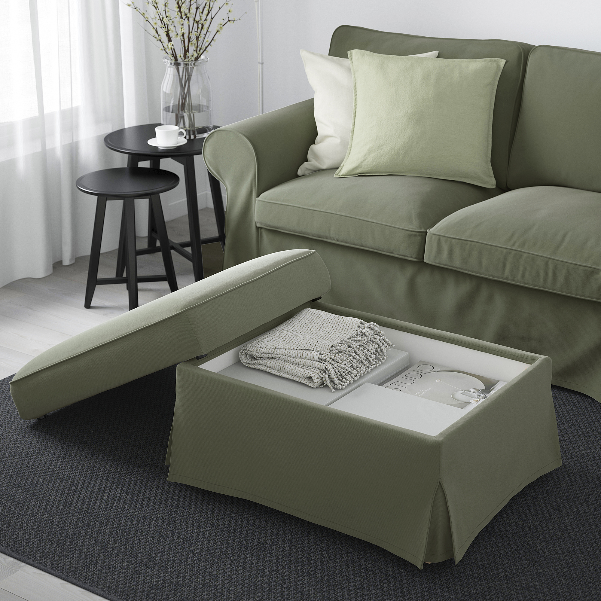 EKTORP footstool with storage