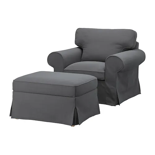 EKTORP - 扶手椅附椅凳，Hakebo 深灰色 | IKEA 線上購物 - PE922914_S4
