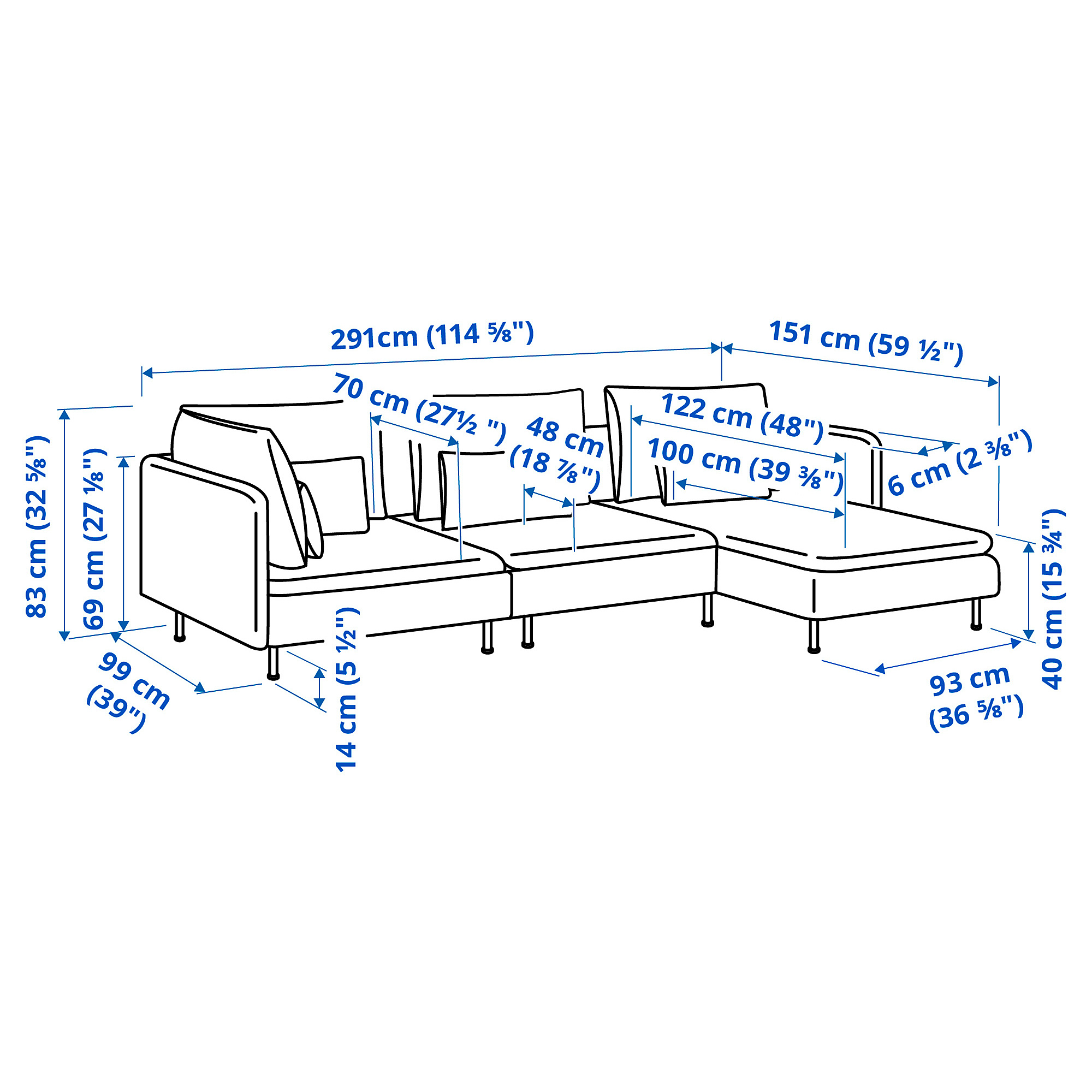 SÖDERHAMN 4-seat sofa with chaise longue