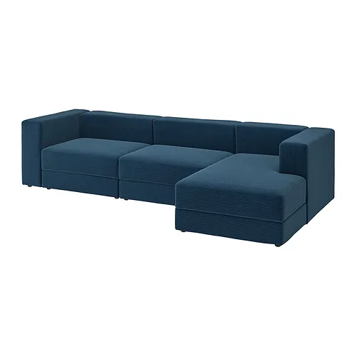 GLOSTAD - 2-seat sofa with chaise longue, Knisa medium blue | IKEA