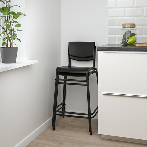 STIG - 吧台椅附靠背, 黑色/黑色 | IKEA 線上購物 - PE798869_S4