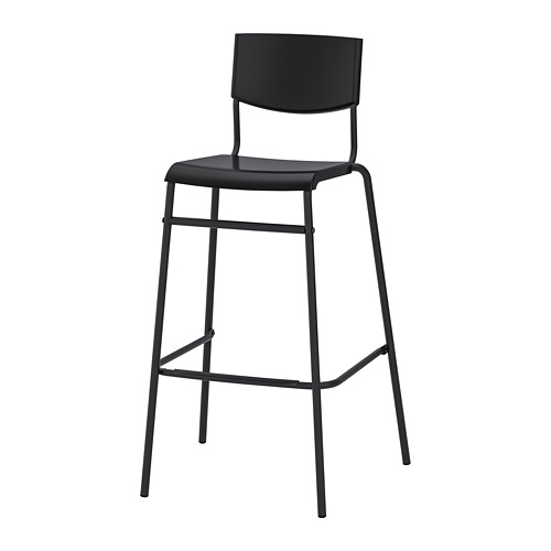 STIG - 吧台椅附靠背, 黑色/黑色, 74 公分 | IKEA 線上購物 - PE798873_S4