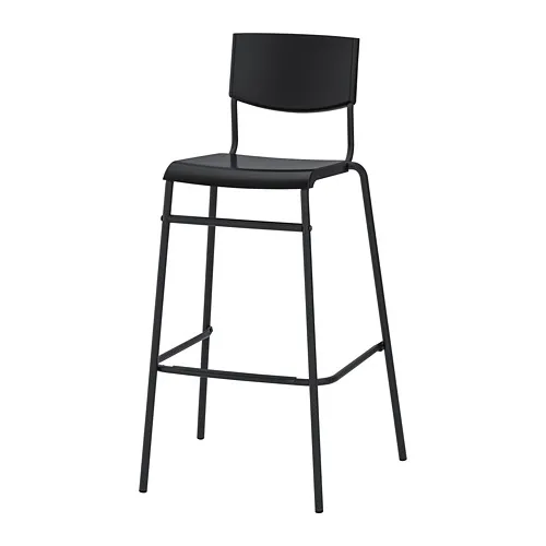 STIG - bar stool with backrest, black/black, 74 cm | IKEA Taiwan Online - PE798873_S4