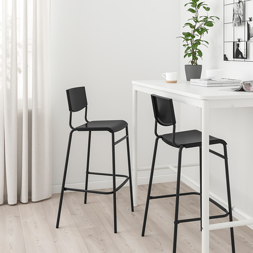 STIG - 吧台椅附靠背, 黑色/黑色 | IKEA 線上購物 - PE798874_S4