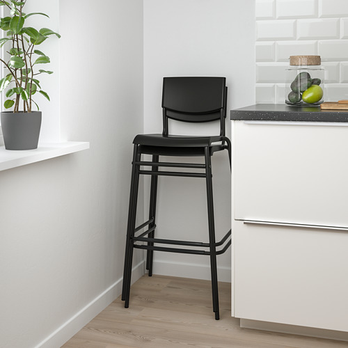 STIG - 吧台椅附靠背, 黑色/黑色 | IKEA 線上購物 - PE798875_S4