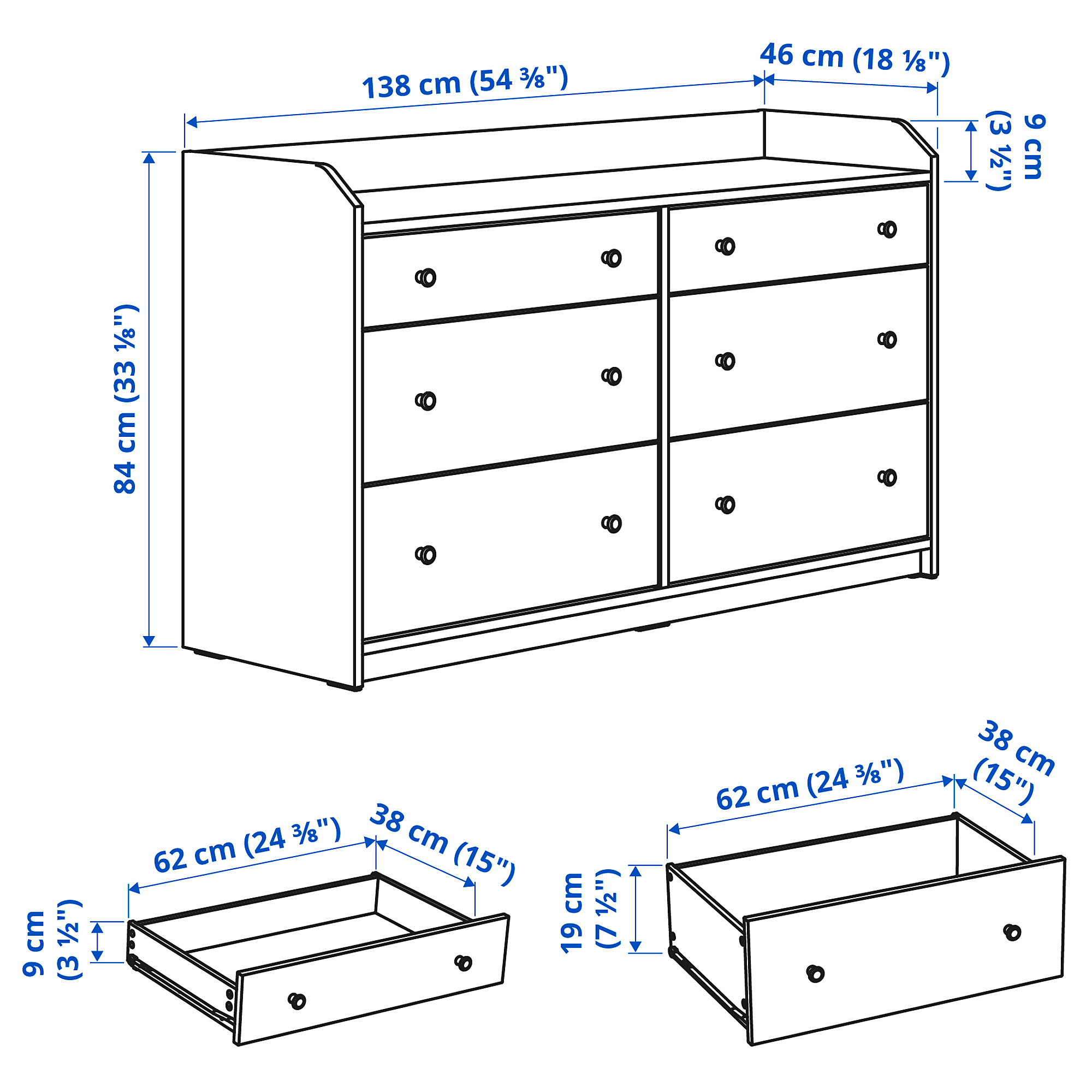 HAUGA chest of 6 drawers