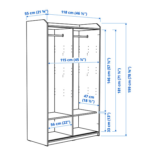 HAUGA wardrobe with sliding doors