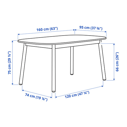 VEDBO - dining table, white | IKEA Taiwan Online - PE798947_S4
