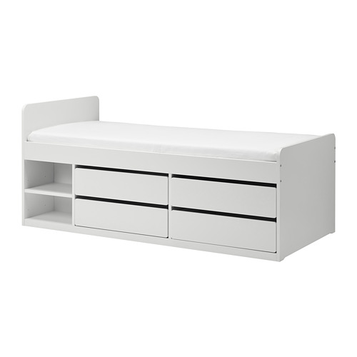 SLÄKT - 床框/底座組合附抽屜, 白色 | IKEA 線上購物 - PE704865_S4