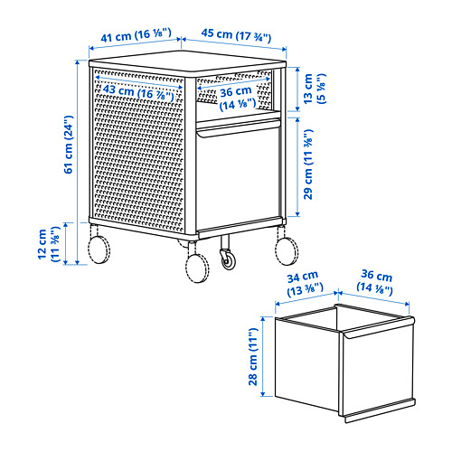 BEKANT - 收納櫃附輪腳, 網狀 白色 | IKEA 線上購物 - PE798995_S4
